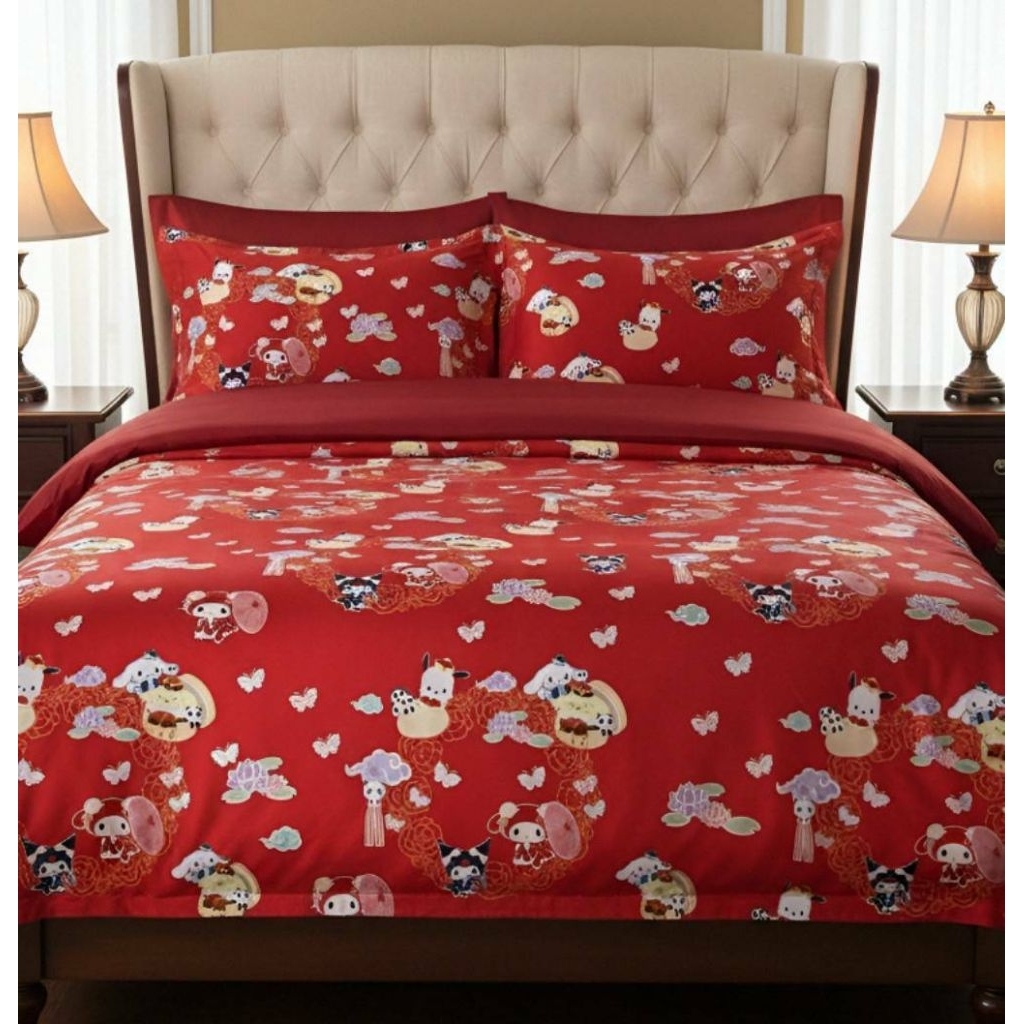 sprei tencel 60s tancel sutra organik cinnamoroll kuromi pochacco merah panda anti alergi premium or
