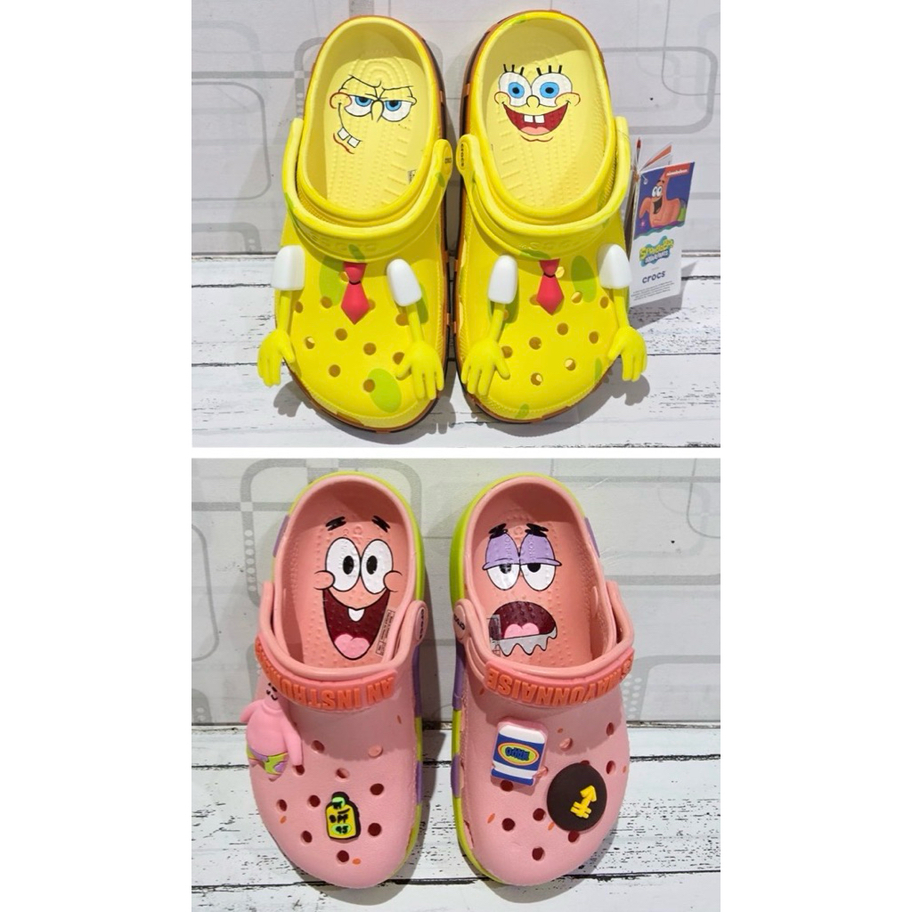 Sandal Crocs Spongebob Yellow Anak Dewasa Remaja Laki-Laki Cowok Pria