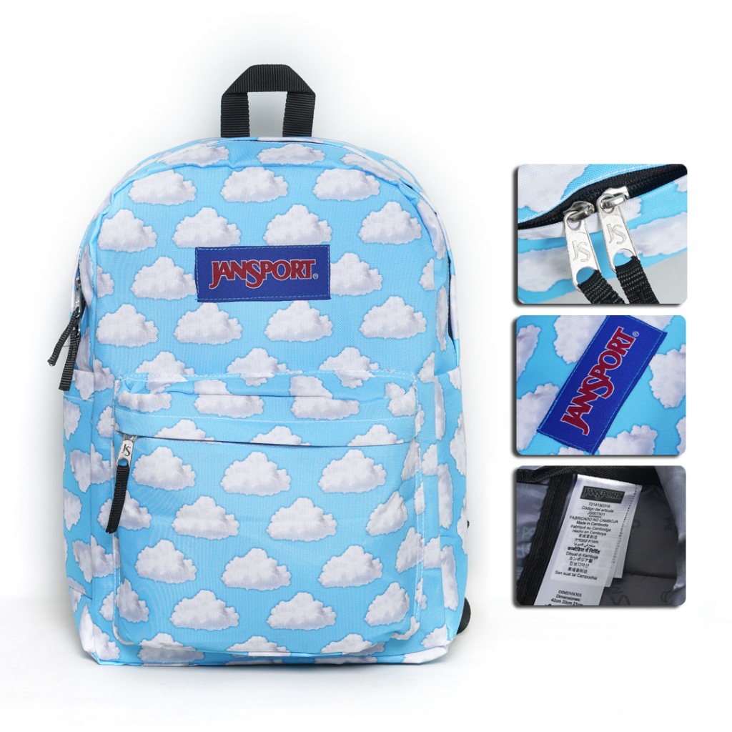 Tas Ransel Jansport Motif Awan atau Cloud Backpack Laptop Casual Premium