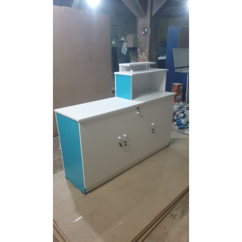 MEJA KASIR TOKO / MEJA KASIR LAUNDRY / MEJA KASIR KLINIK BIRU PUTIH