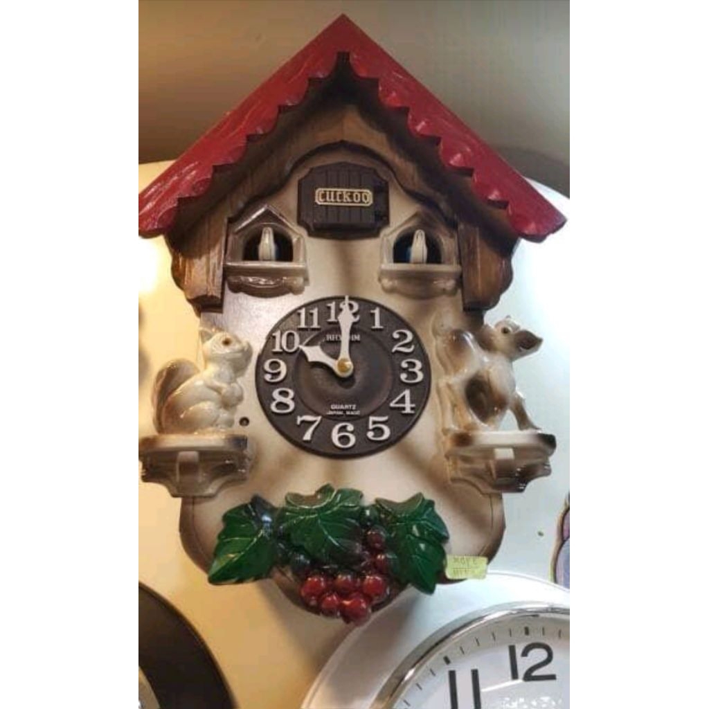 Jam Dinding Cuckoo Rhythm 4MJ418 Original Kikuk Kukuk Wooden Case