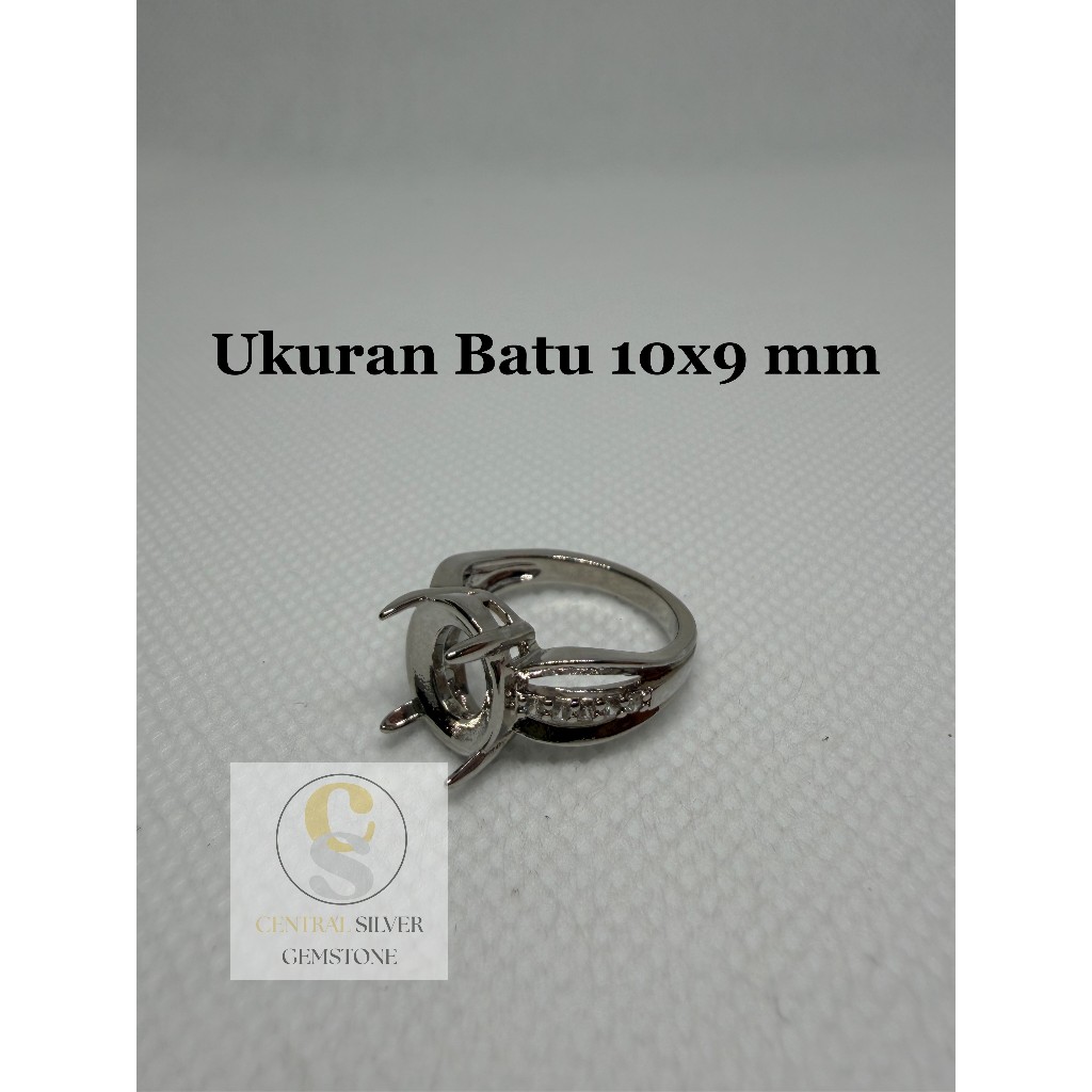 Emban Cincin Silver wanita untuk batu akik [Ukuran 10x9 mm]
