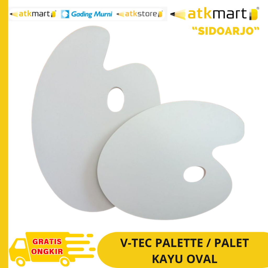 V-TEC Palet Kayu Oval - Palette Lukis Premium Multifungsi