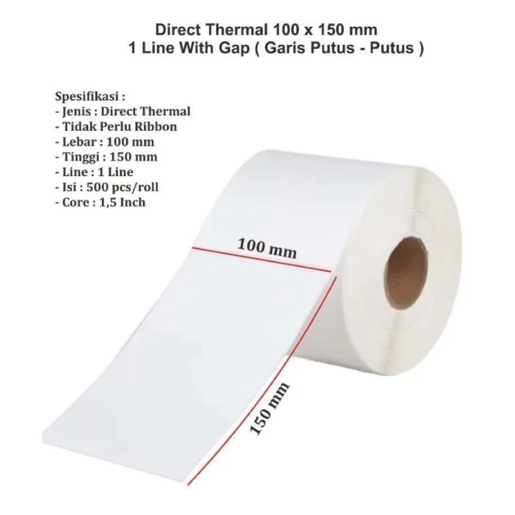 Label Kertas Thermal Polos 100x150 A6 | Kertas Resi | Kertas Thermal Roll