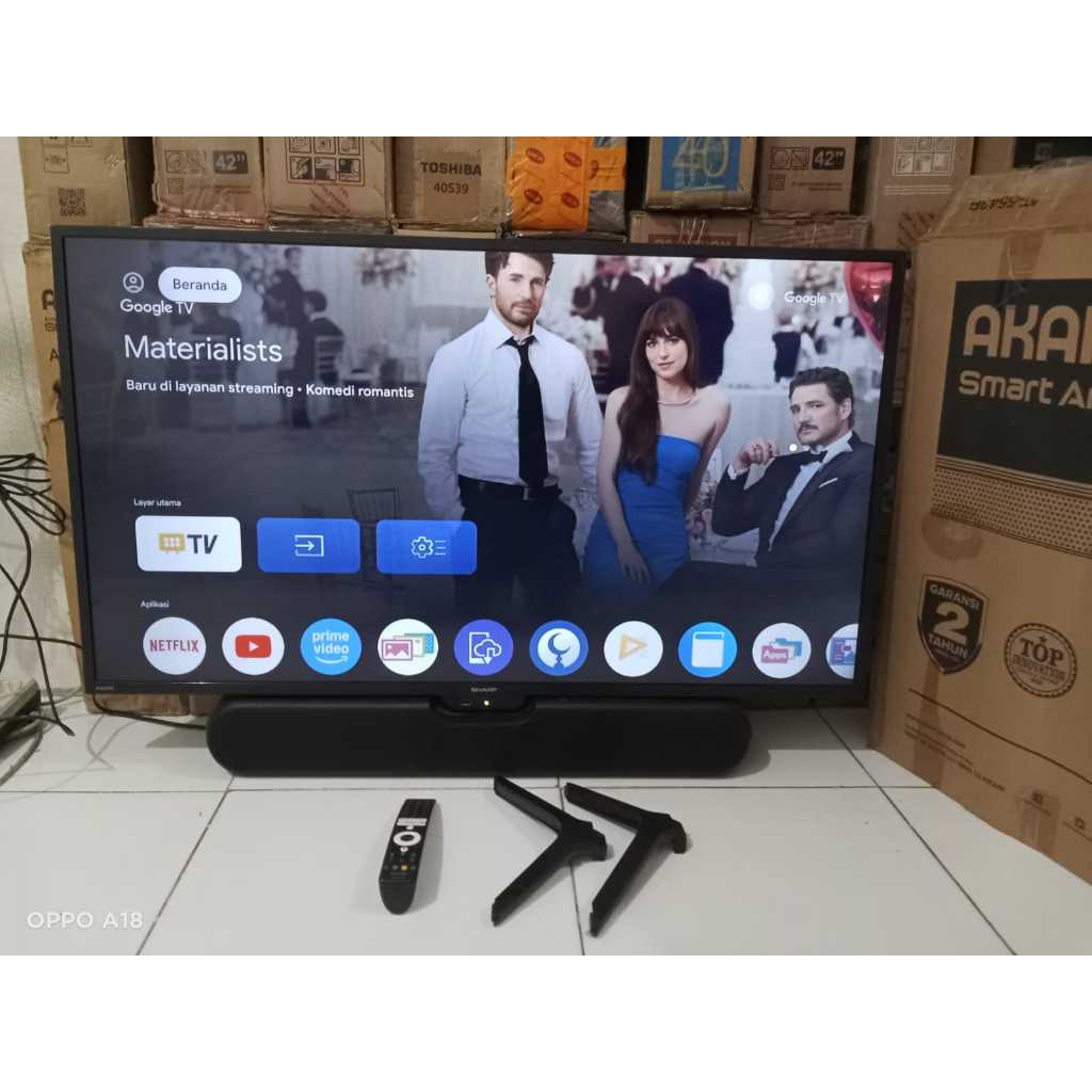 LED TV SHARP GOOGLE TV PLUS SOUNBAR BAWAAN SHARP WIFI YOTUBE REMOTE VOICE