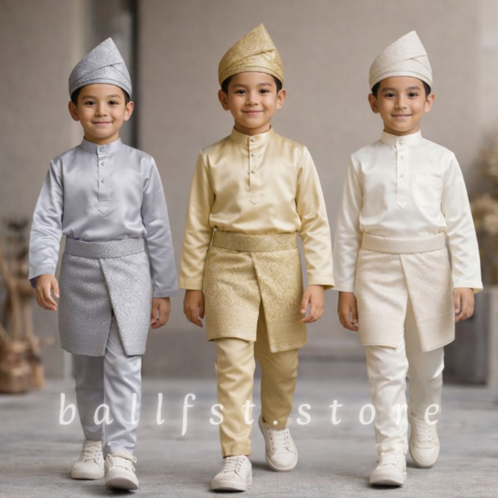 ONE SETT Baju Melayu Anak Laki - Laki | Baju Teluk Belanga Anak | Baju Adat Melayu | Baju Kondangan 