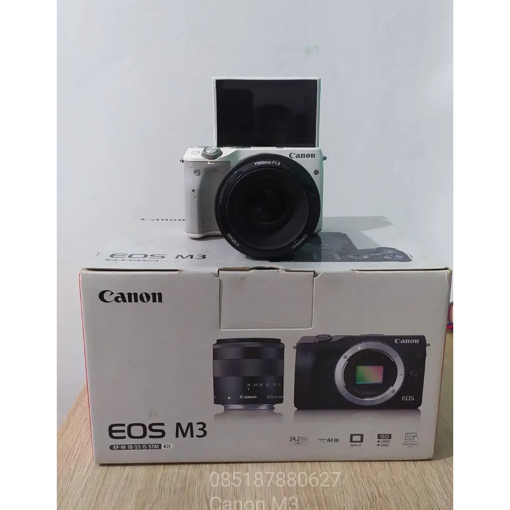 Kamera Canon M3 komplit dus termurah plus lensa fix