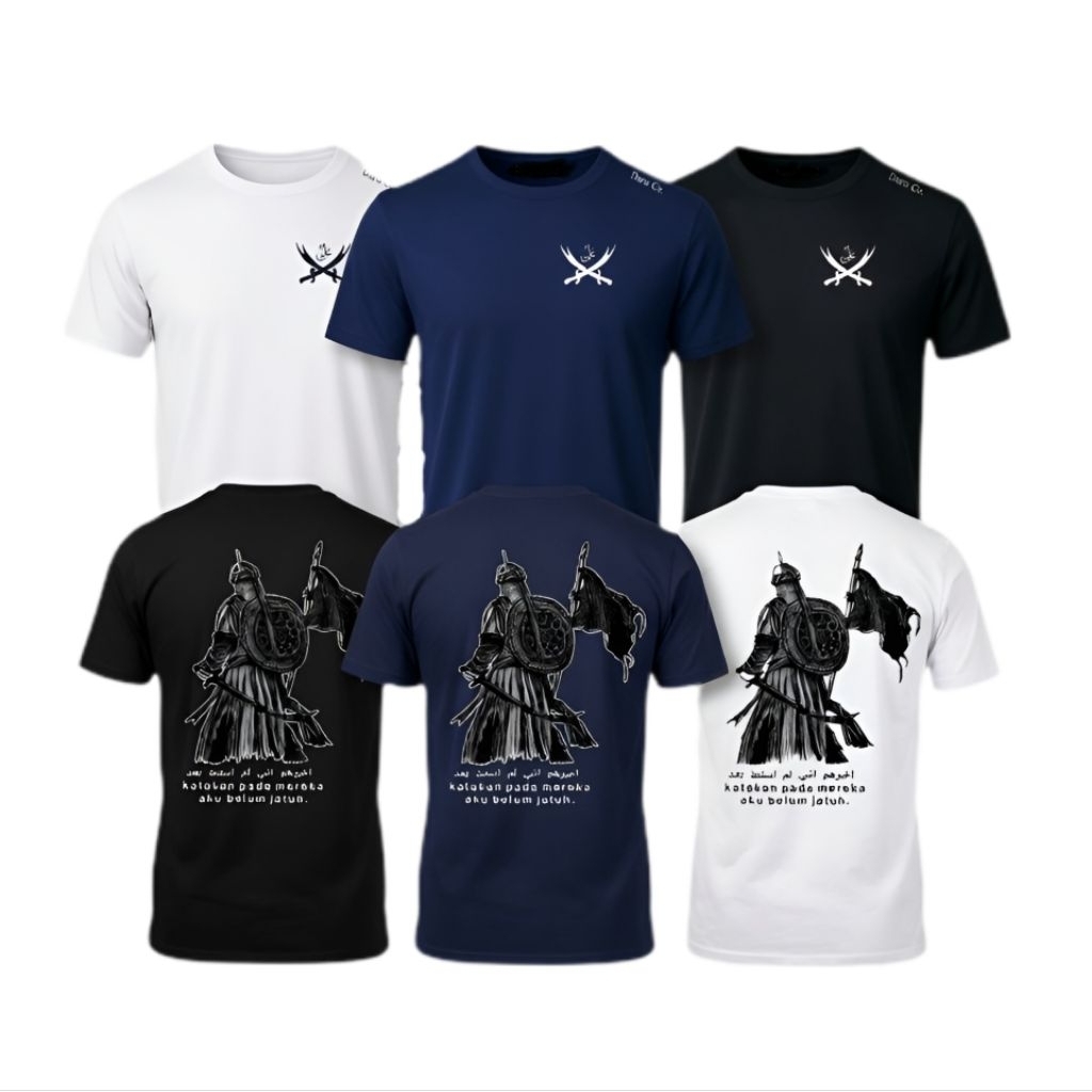 DARAQ Kaos Ksatria Muslim Warrior - Baju Distro Kaligrafi Katun Knitto Premium