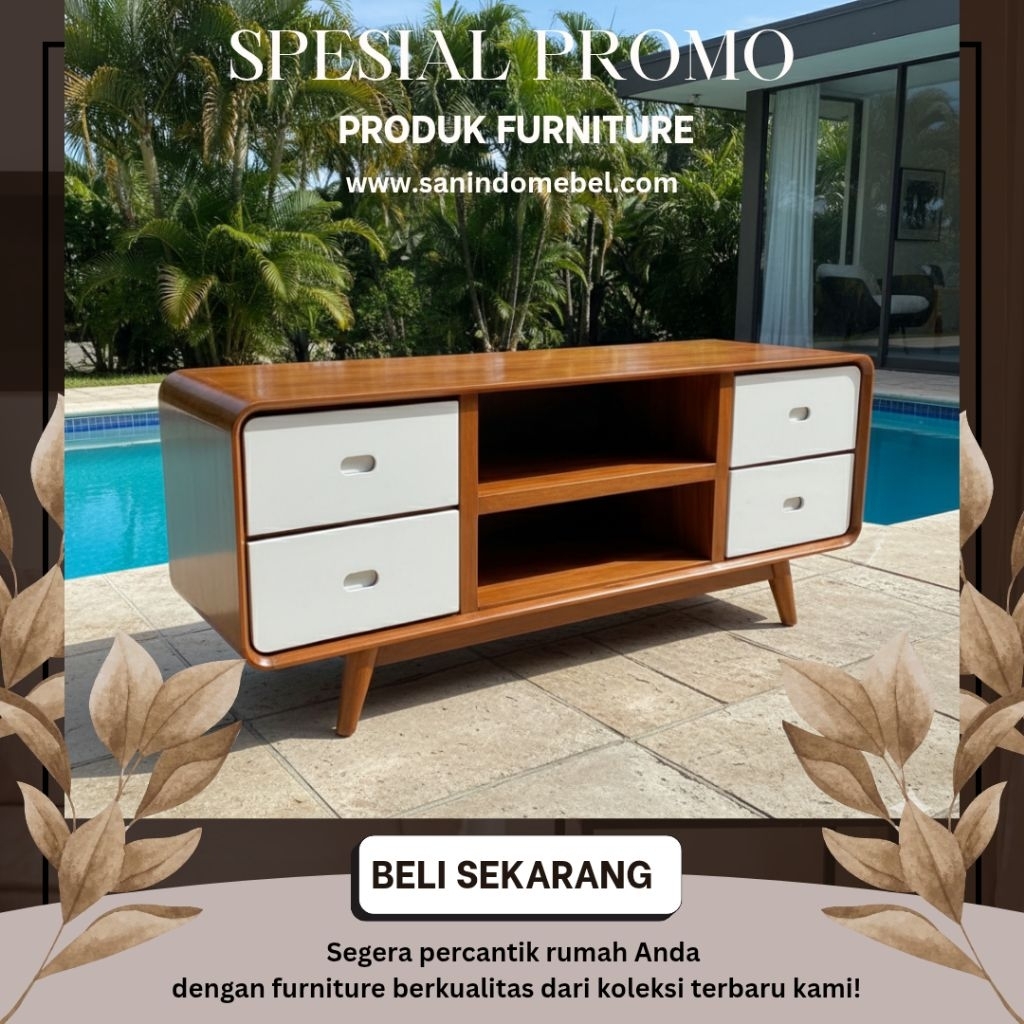 meja tv minimalis retro, meja tv kayu jati, bufet tv retro, bufet tv minimalis
