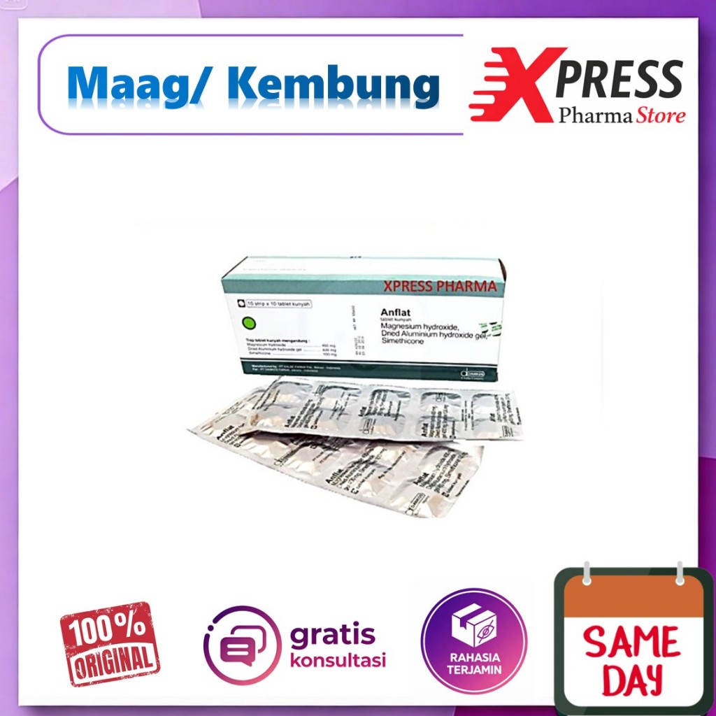 XPRESS   Anflat Strip Tablet Obat Maag Mag Magh Lambung Kembung Promag An flat Anfat