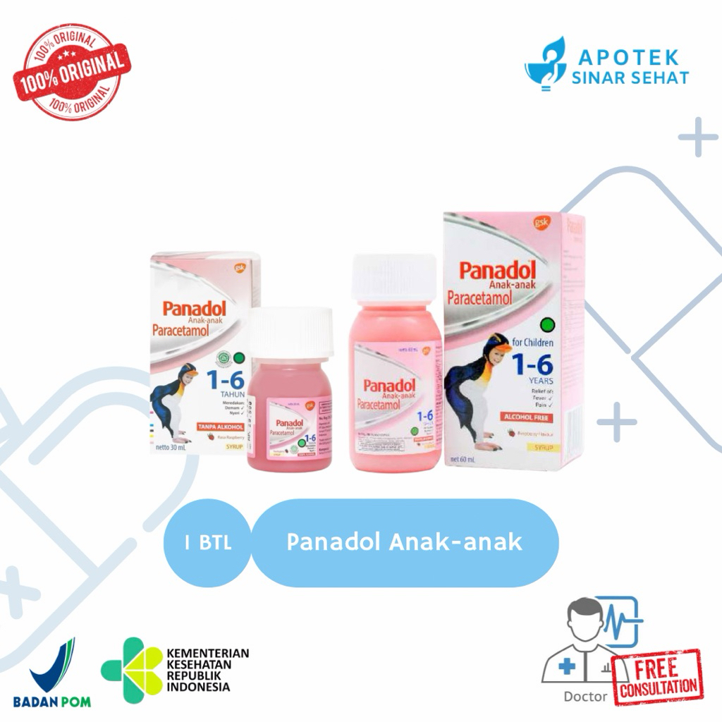 (Ready) PANADOL SYRUP ANAK 1- 6 TAHUN 30ML |  | Obat Sirup Demam Anak, Penurun Panas, Sakit Kepala, 