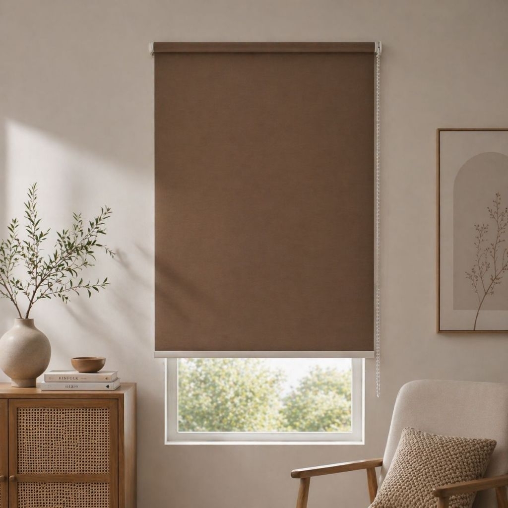Simpel Praktis Roller Blind Blackout lebar 50 - 70 x 180 – 6 warna Tirai Gulung Jendela Minimalis Ti