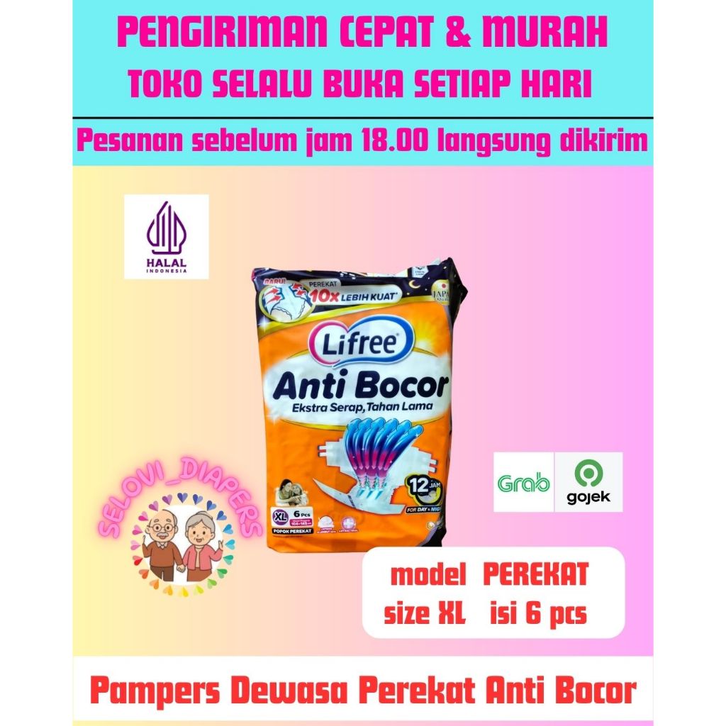 Pampers Dewasa Model Perekat - Lifree Anti Bocor Ukuran XL