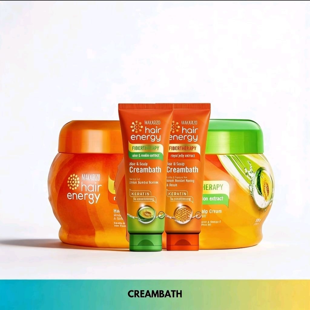 Makarizo Hair Energy Creambath Keratin Rambut Rontok set lengkap