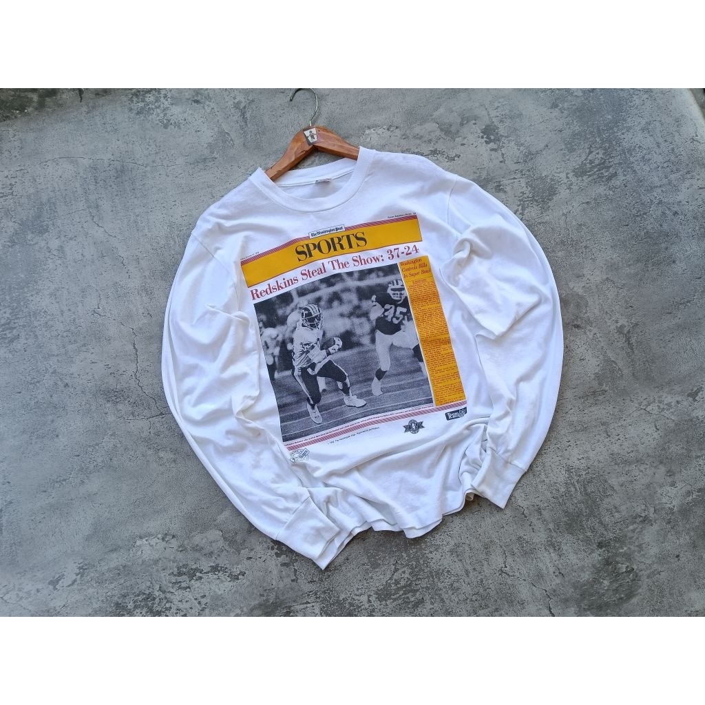 Vintage 90s Long Sleeve Redskins Newspaper Tee