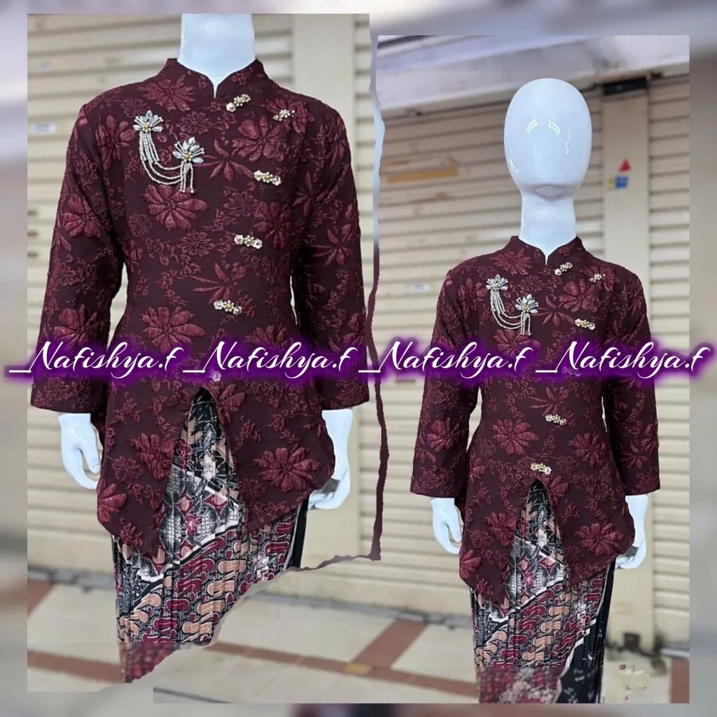 SETELAN / ATASAN SAJA KEBAYA ANAK MODEL JANGGAN FUKURO DENGAN PAYET MODERN REALPICT >KEBAYA MODERN /