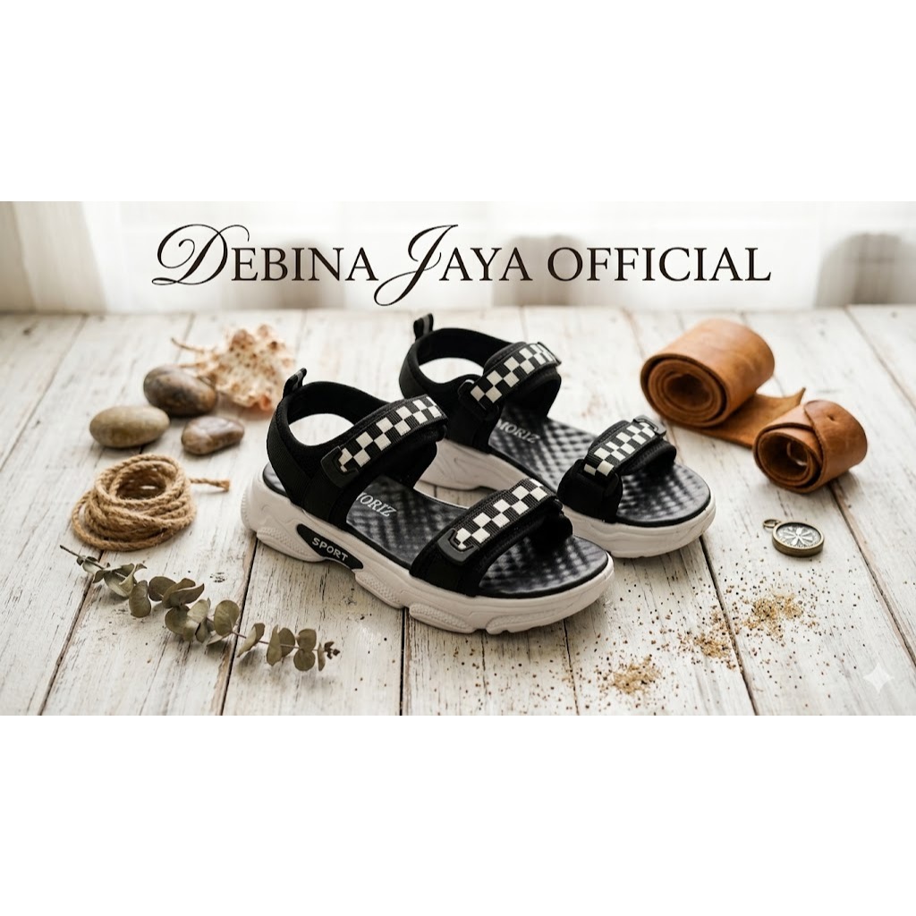 Debina jaya Official – Sandal MOLLYCA 337-1 – No. 37-41 – Sandal Wanita Gunung Gladiator Hitam Putih
