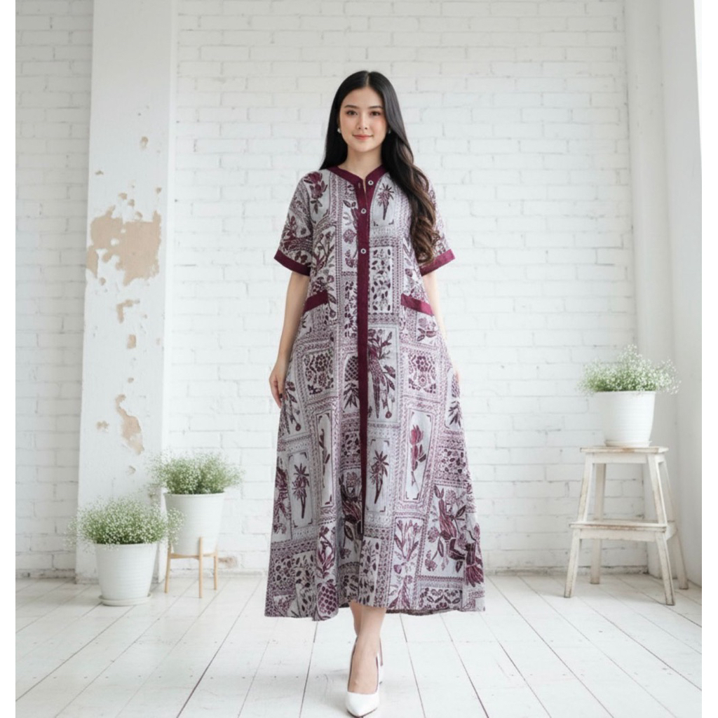 LarisBerkah Daster Sizuka Bahan Rayon Grade A Kancing Depan Ld 120