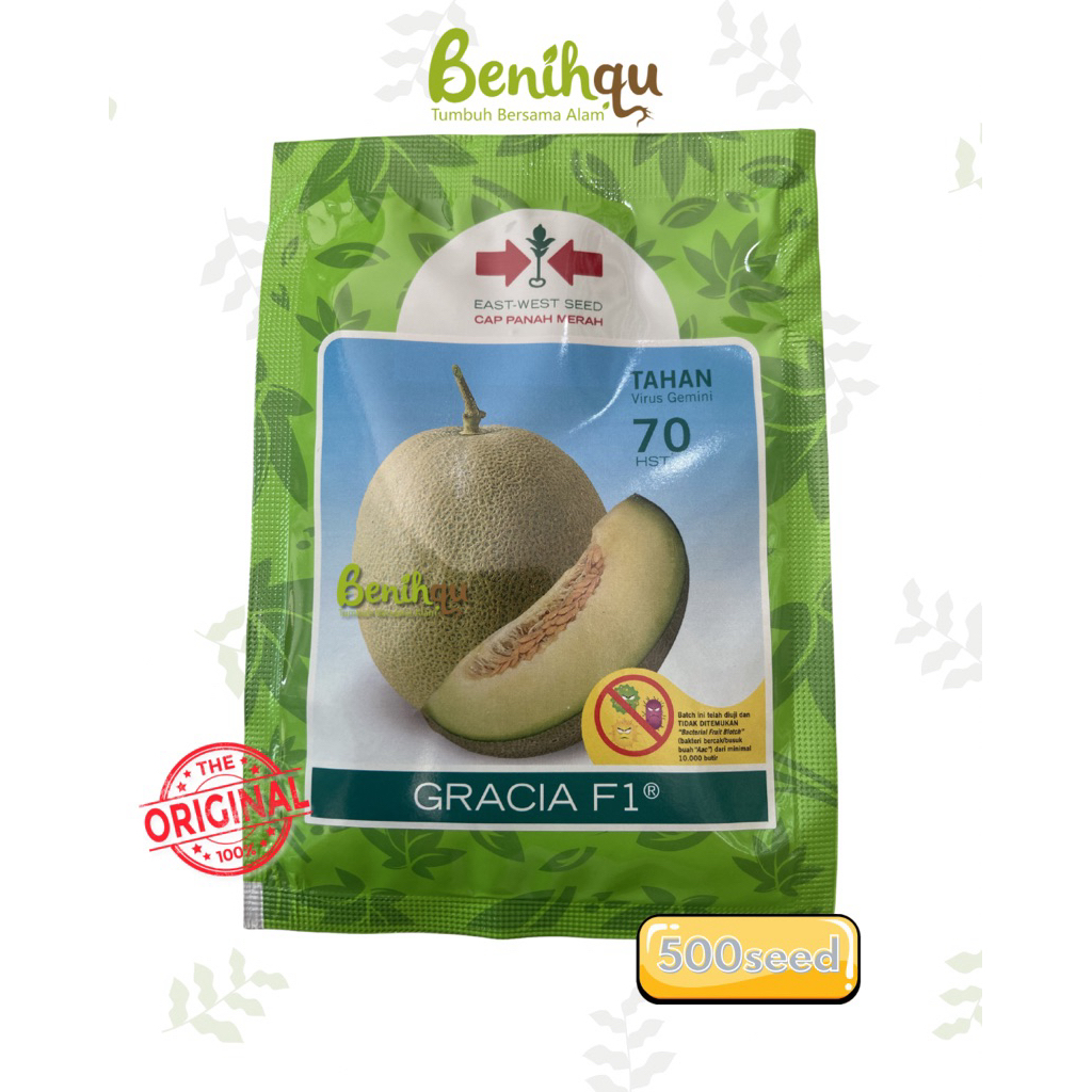 Benih Bibit Melon Gracia F1, Tipe Melon Madu, Tahan Kresek Dan Virus, isi Benih 500 butir Kadaluarsa