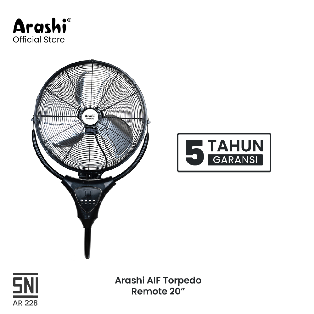 Arashi Kipas Angin Dinding 20 Inch + Remote AIF Torpedo AR 228 PWF