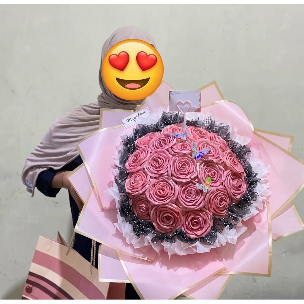 Buket Bunga Satin Gliter Jumbo