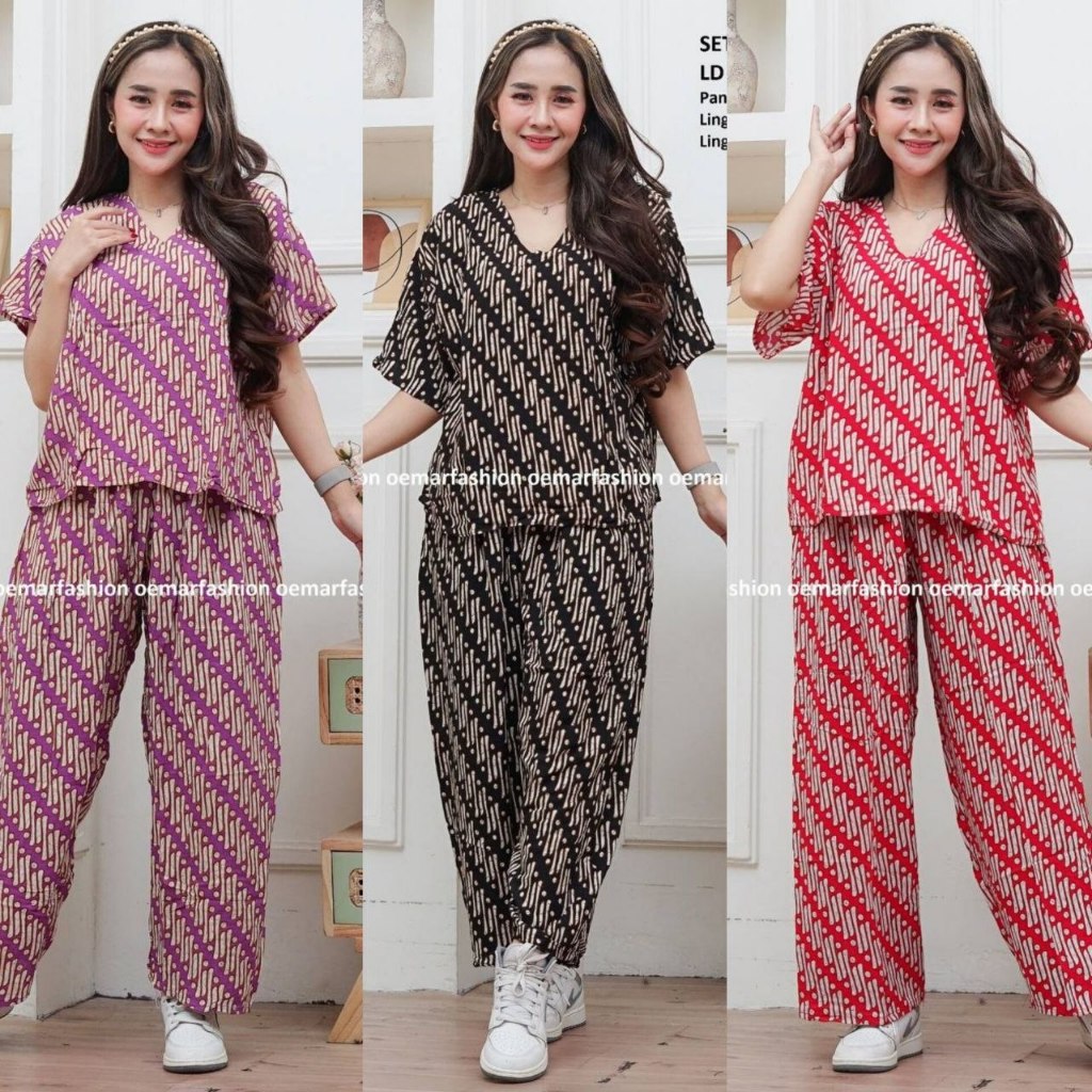 SETELAN CELANA PANJANG KULOT MOTIF SENO BATIK PEKALONGAN // SETELAN BATIK LD 120 CELANA KULOT BAHAN 
