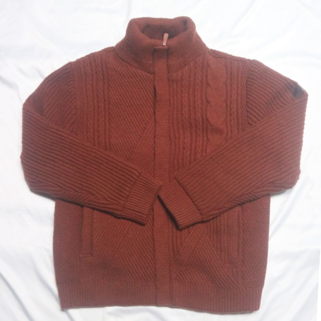 JMB JEAN MICHEL BASQUIAT Knit Down Jacket Bulu Angsa Tebal Hangat TERACOTA Coklat Cakep Windbreaker 