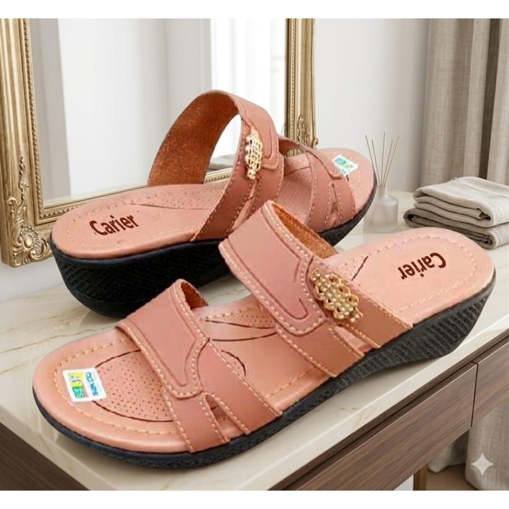 sandal selop wanita wedges Dangan gaya Korea sandal cantik selop