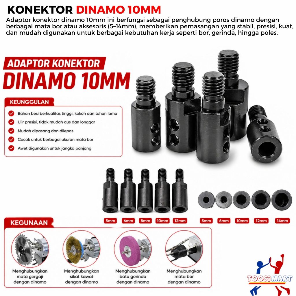 Adaptor Konektor Dinamo ke Gerinda Sambungan Dinamo As 5mm - 14mm Multifungsi