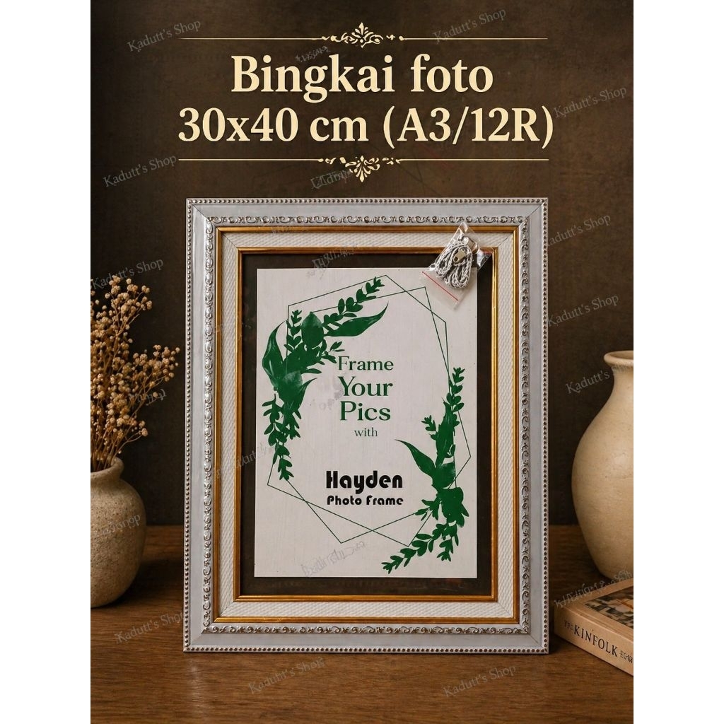12R / 17R (30x40 cm) Bingkai / Pigura / Frame Foto White Linen Spesial Murah