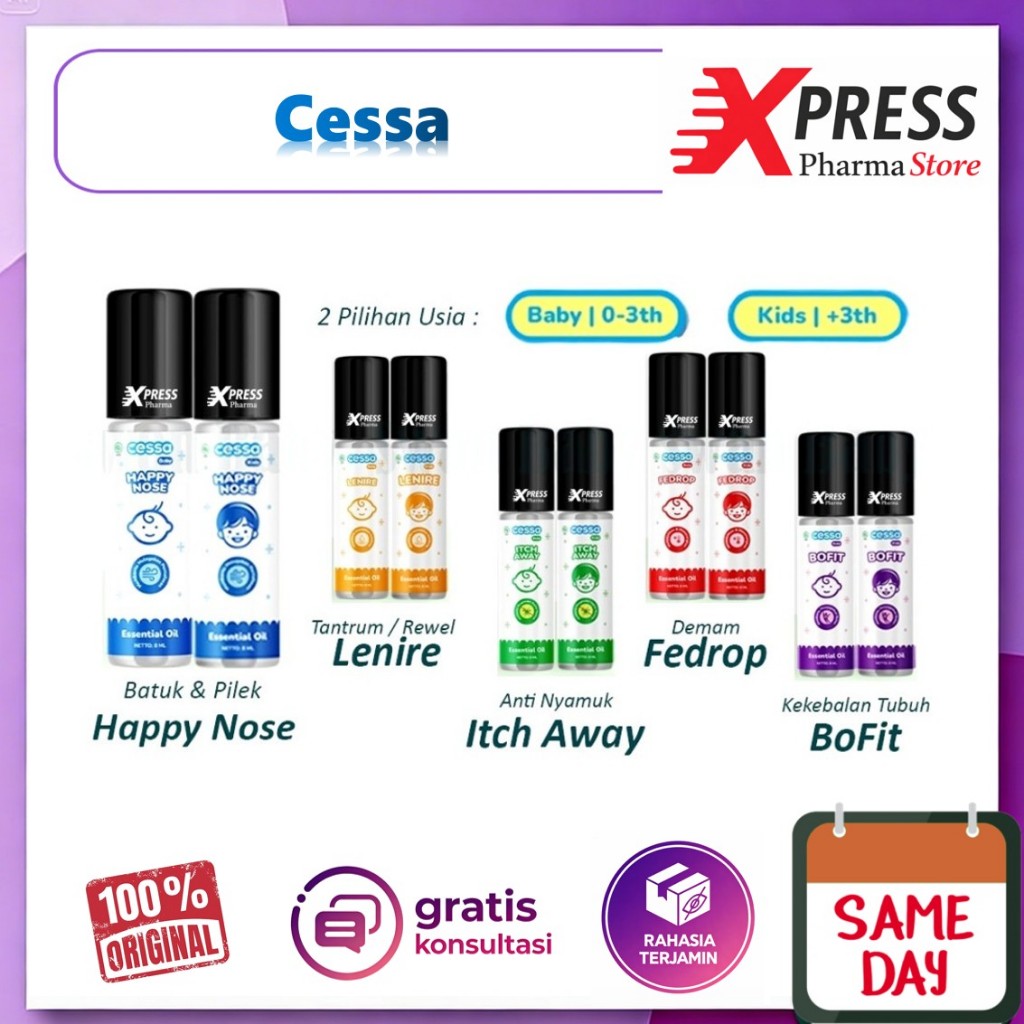 XPRESS  Cessa Baby Fever Drop Cough n Flu Lenire Bugs Away And Immune Booster Cesa Roll On Rollon Ba