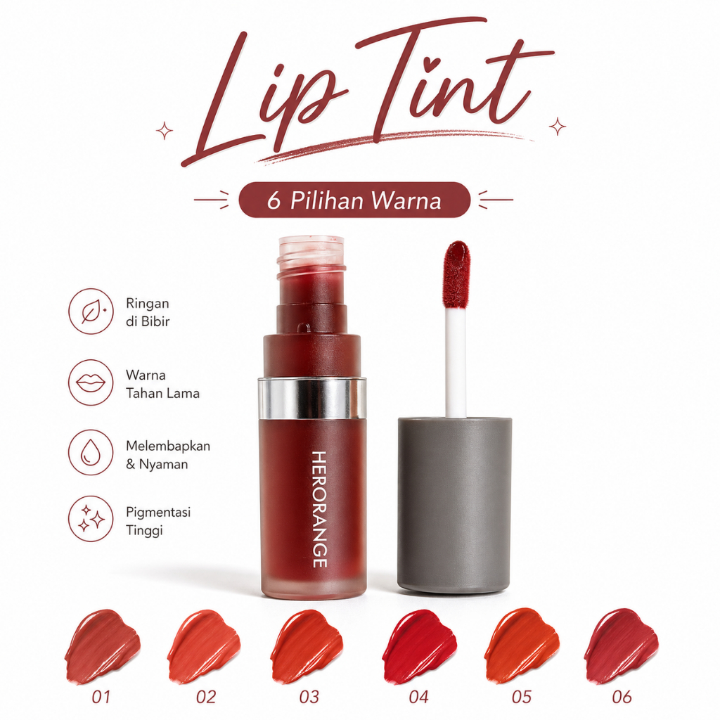 HERORANGE Lip Tint 6 Pilihan Warna Water Lipgloss