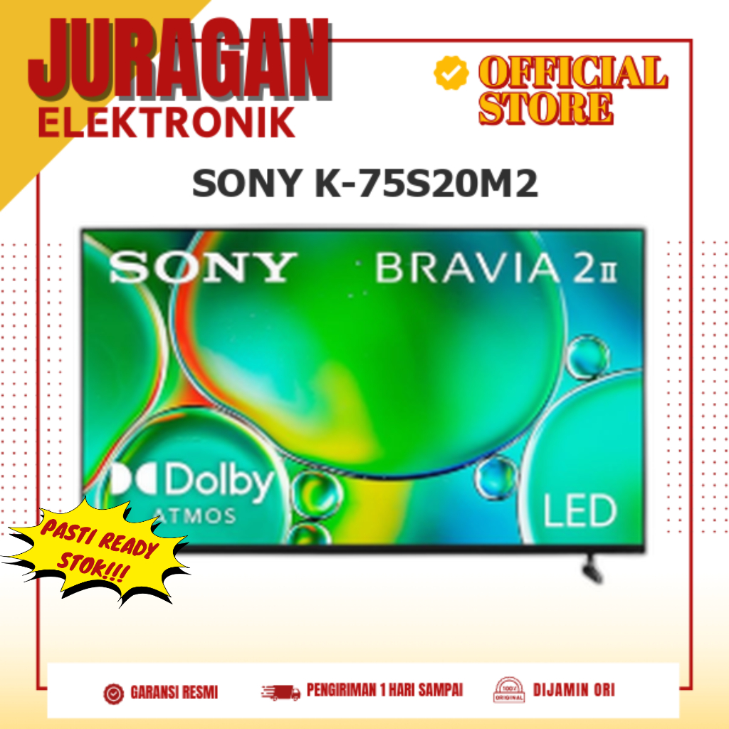 SONY K-75S20M2 BRAVIA 2 Google TV 75 Inch 4K UHD Processor X1™ High Dynamic Range (HDR) Open Baffle 