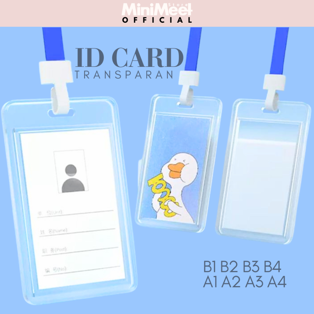 ID Card Plastik dan tali/id card tebal B1 B2 B3 B4 A1 A2 A3 /Papan Name Tag / id card/Mika / Lanyard