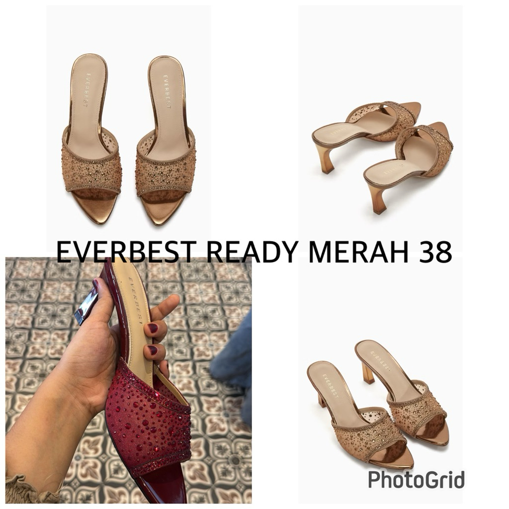 SEPATU HEELS PESTA ELEGA WANITA ORIGINAL NEW DIJAMIN EVERBEST SALE SERI MERAH SIZE 38