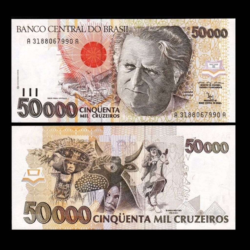 UANG BRAZIL.50000 CRUZEIROS 1992 UNC ORIGINAL OLD MONEY