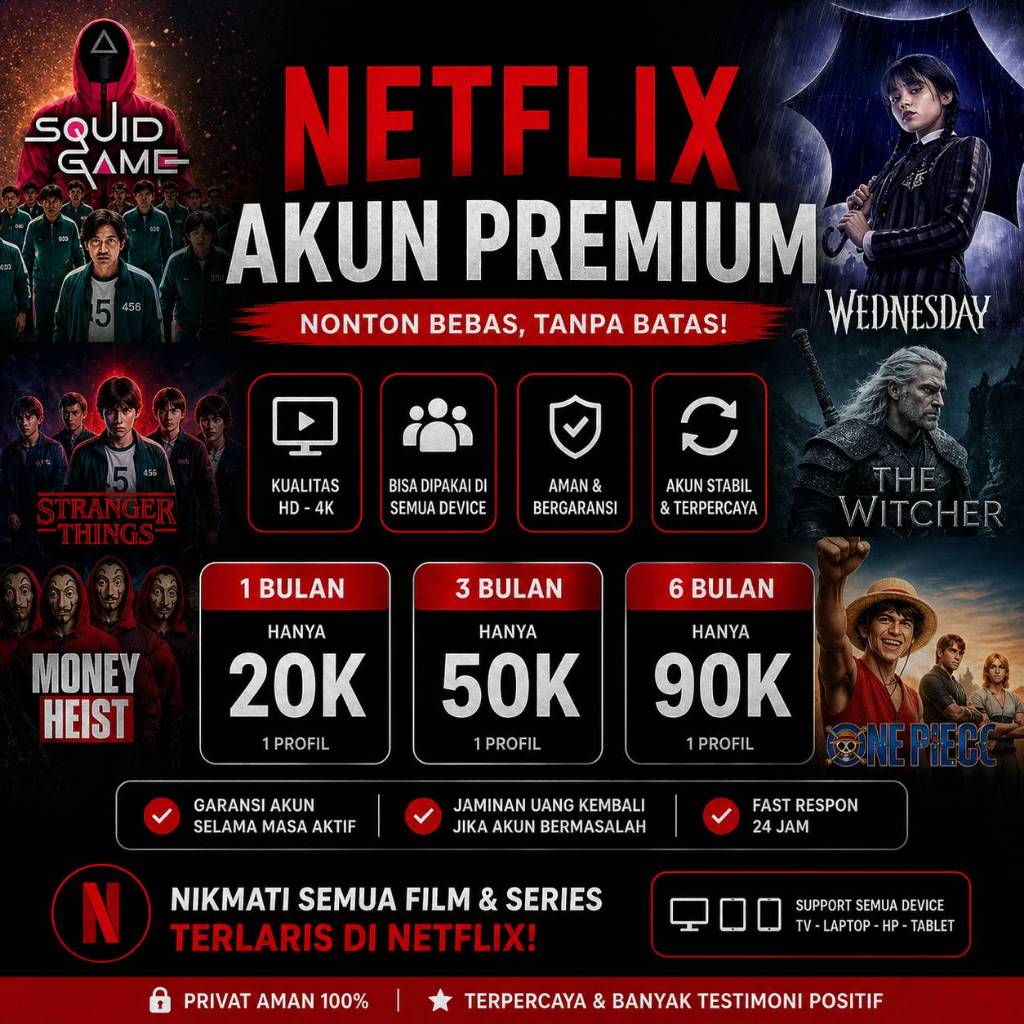 Netflix Akun private 1 Bulan - 4K UHD, Tanpa VPN, Full Garansi anti screen limit