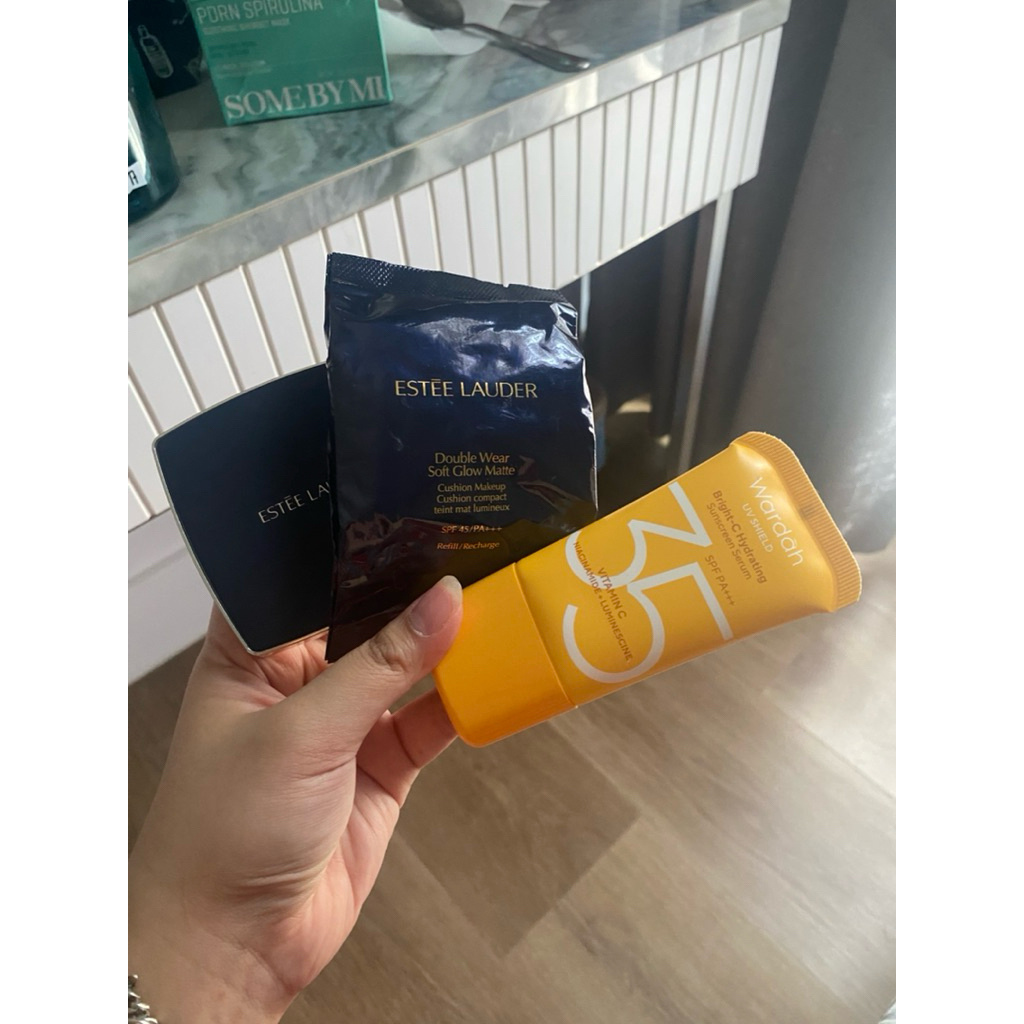 Estee Lauder Double Wear Cushion + Refill SET FREE WARDAH SUNSCREEN