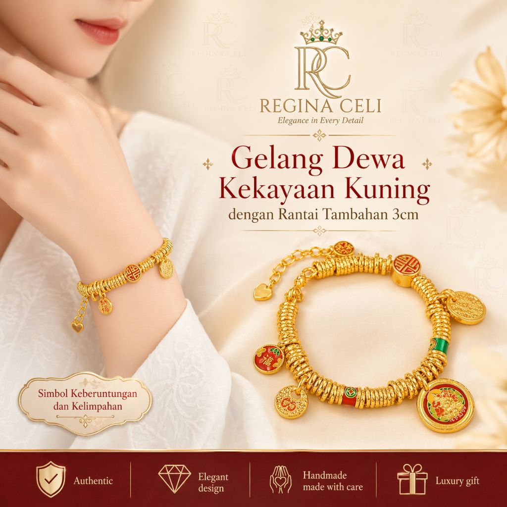 Gelang Dewa Rezeki Emas Gelang Feng Shui Gelang Pembawa Rezeki Gelang Etnik Gelang Premium Pria Wani