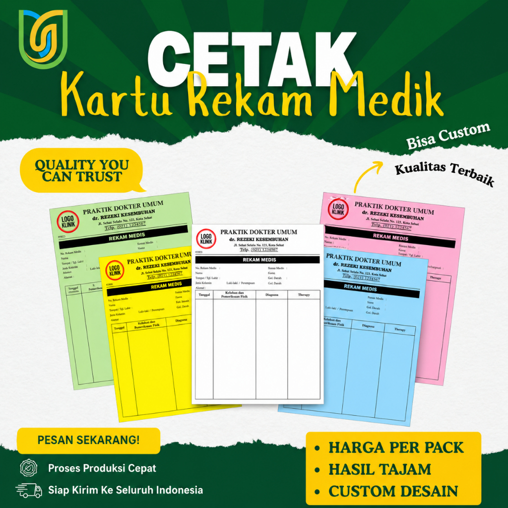 Cetak Custom Kartu Rekam Medis / Kartu Status Pasien Medical Record / Kartu Riwayat Pasien