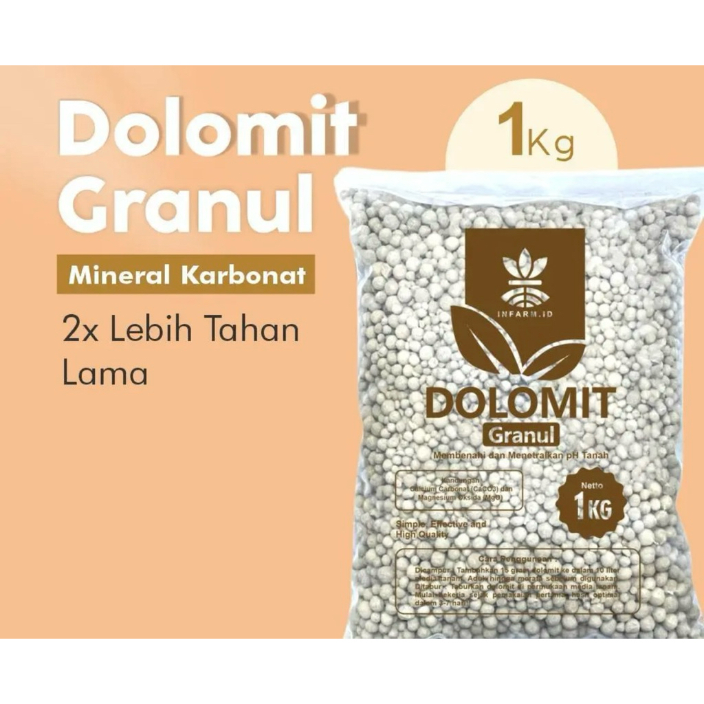 DOLOMIT INFARM| DOLOMIT GRANULE PUPUK KAPUR PERTANIAN DOLOMIT 1 kg,penetral tanah asam pupuk pertumb
