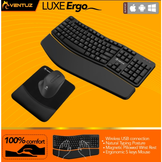 VENTUZ LUXE ERGO COMBO KEYBOARD MOUSE