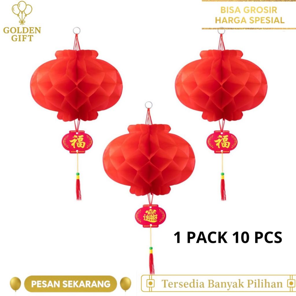lampion gantung kertas imlek merah lentera hiasan dekorasi dekor hari raya tahun baru cina gong xi x