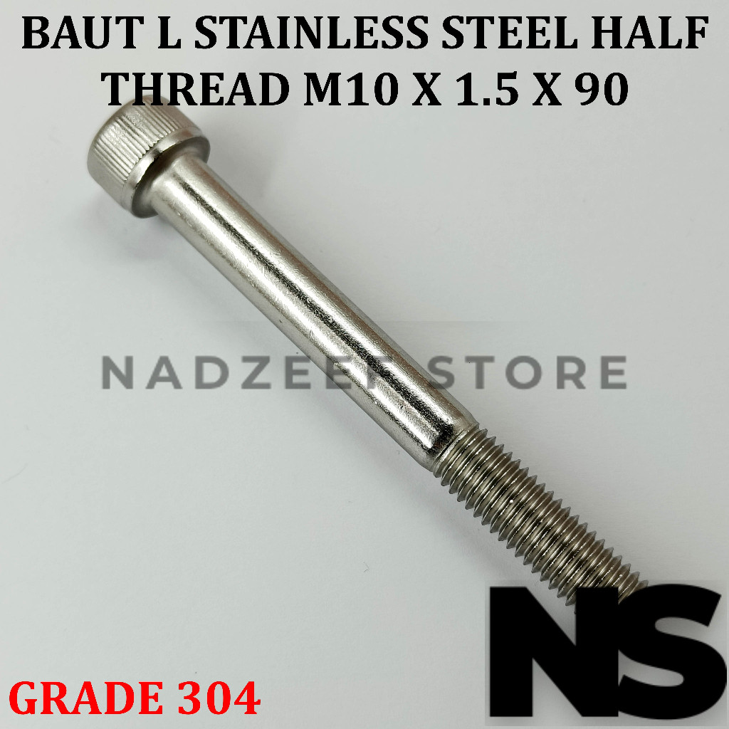 Baut L M10x90 M10 x 90 Half Drat Stainless Steel 304