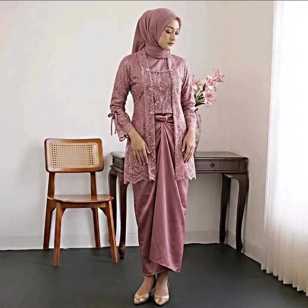 DEBATIK || DALIYA SET KUTUBARU BRUKAT ROK LILIT POLOS SETELAN KEBAYA OUTFIT KONDANGAN BAJU LAMARAN O