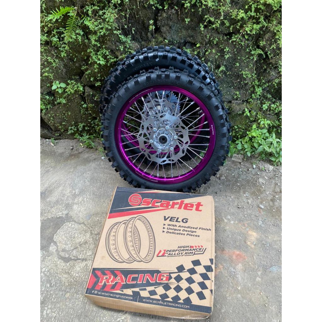 Paket Roda RBT KLX Ban Trabas Tromol KLX Velg Scarlet 160/185 Ring 17/16 Piringan +Gear