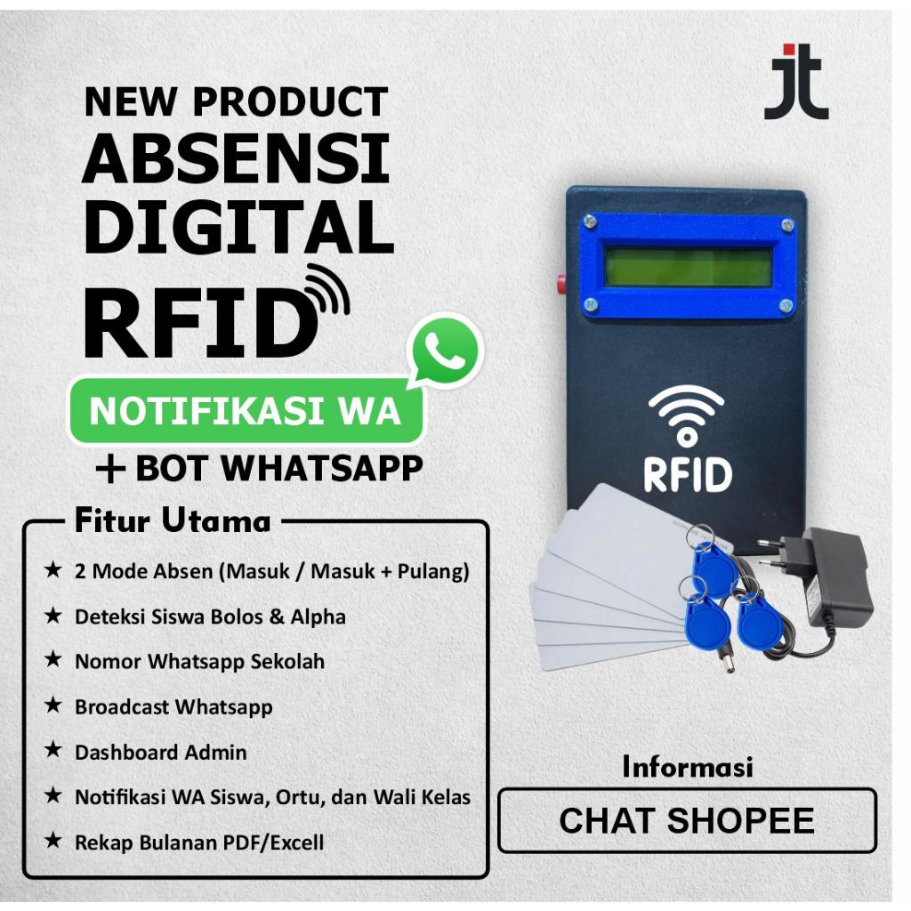 Sistem Absensi Sekolah/Kantor Kartu RFID  +  Notifikasi WA + Bot WA