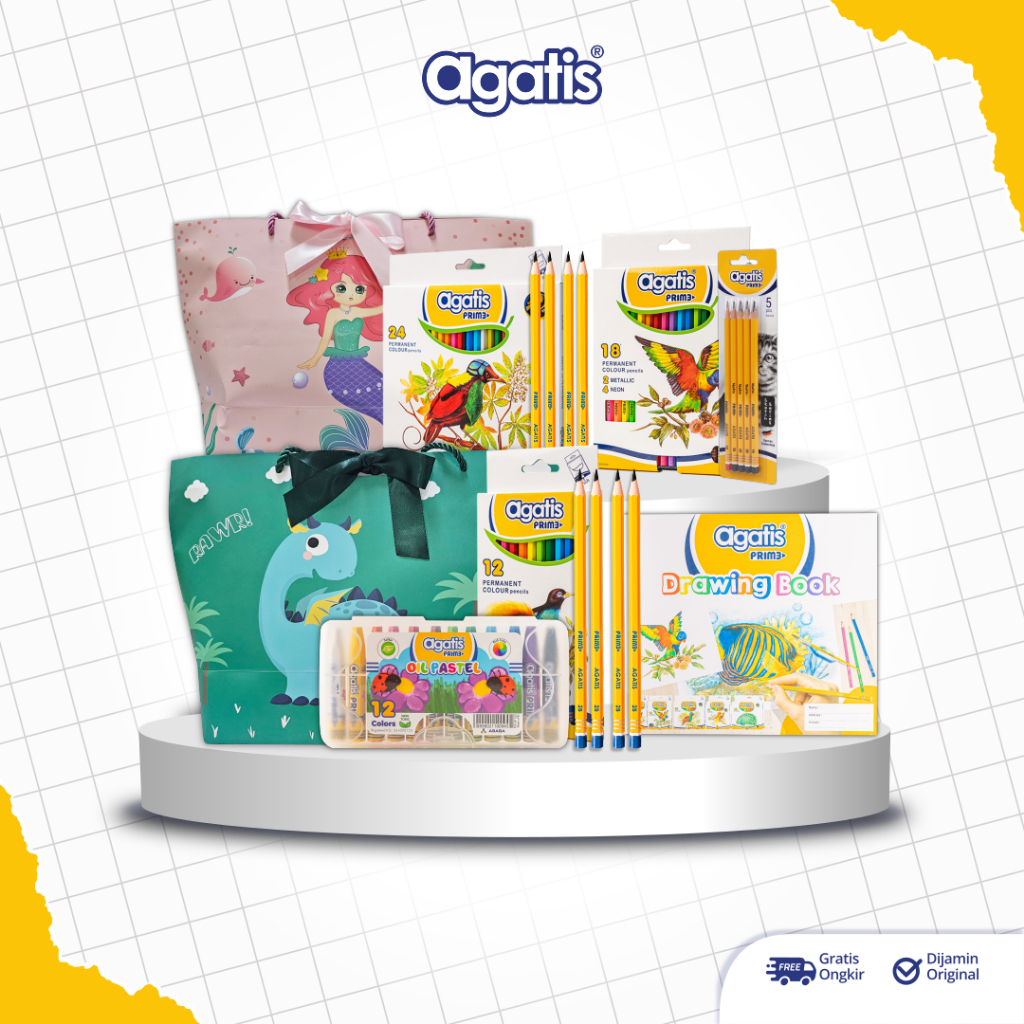 Agatis - Paket Alat Tulis Pensil Crayon Pensil Warna TK/PAUD - Hampers Paket Ulang Tahun Anak