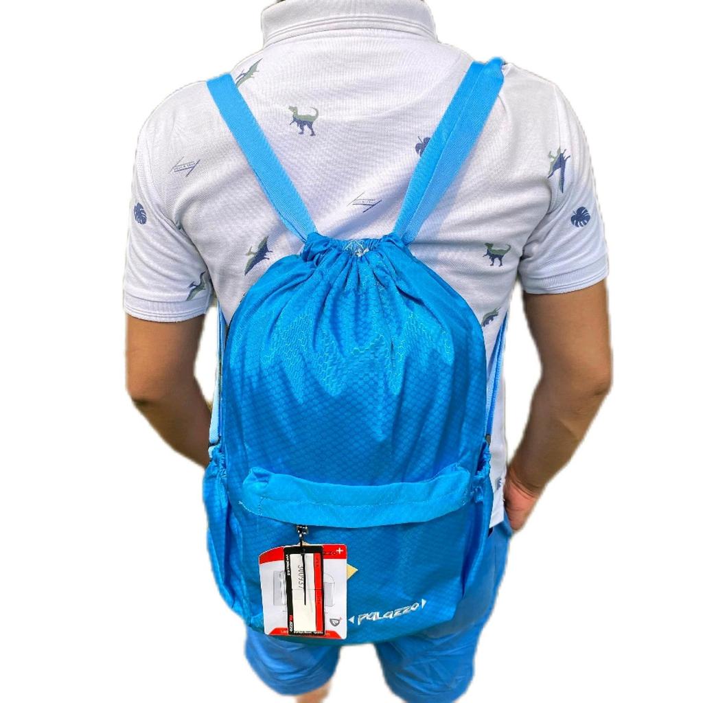 Tas Ransel Serut Palazzo 300937 Biru String bag Pria Wanita Multifungsi Kapasitas 16 Liter