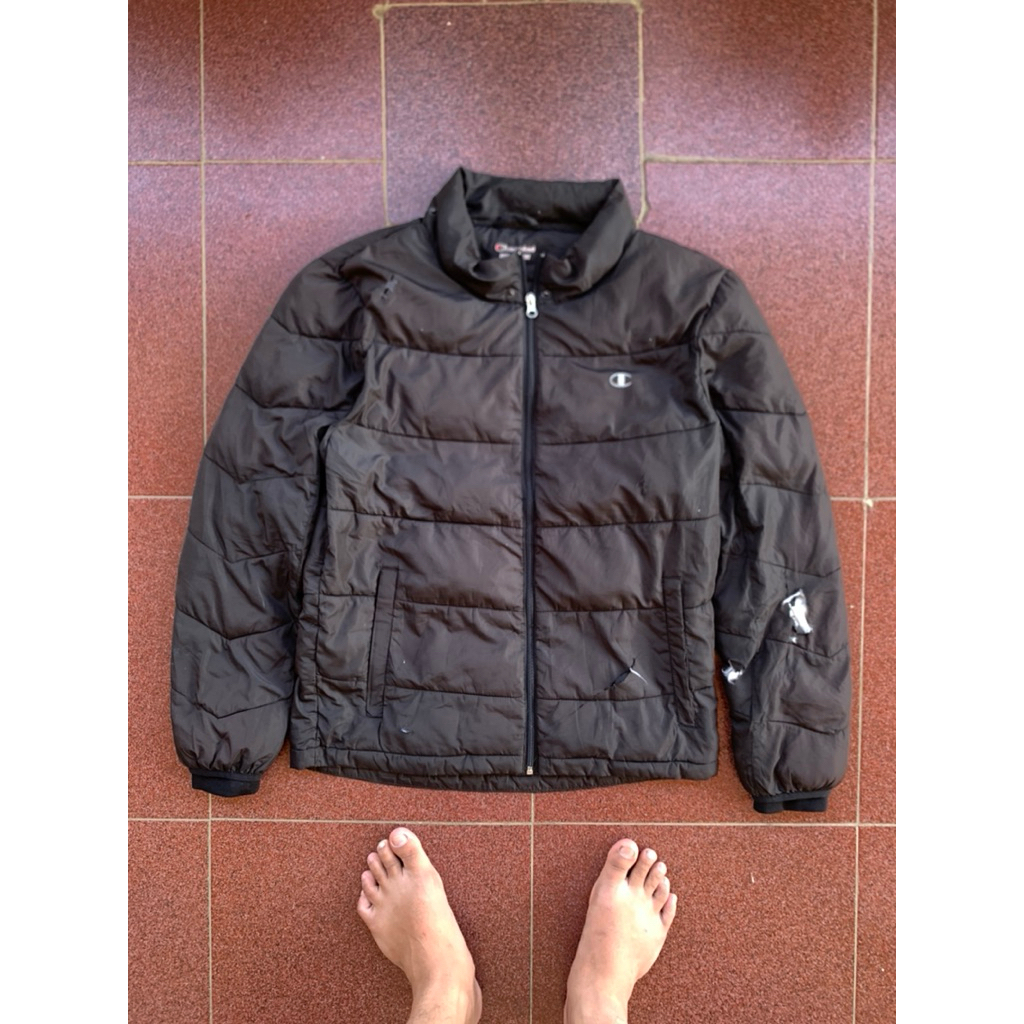 [preloved] jaket gelembung bulang puffer dakron tebal pria wanita champions fake second - bekas